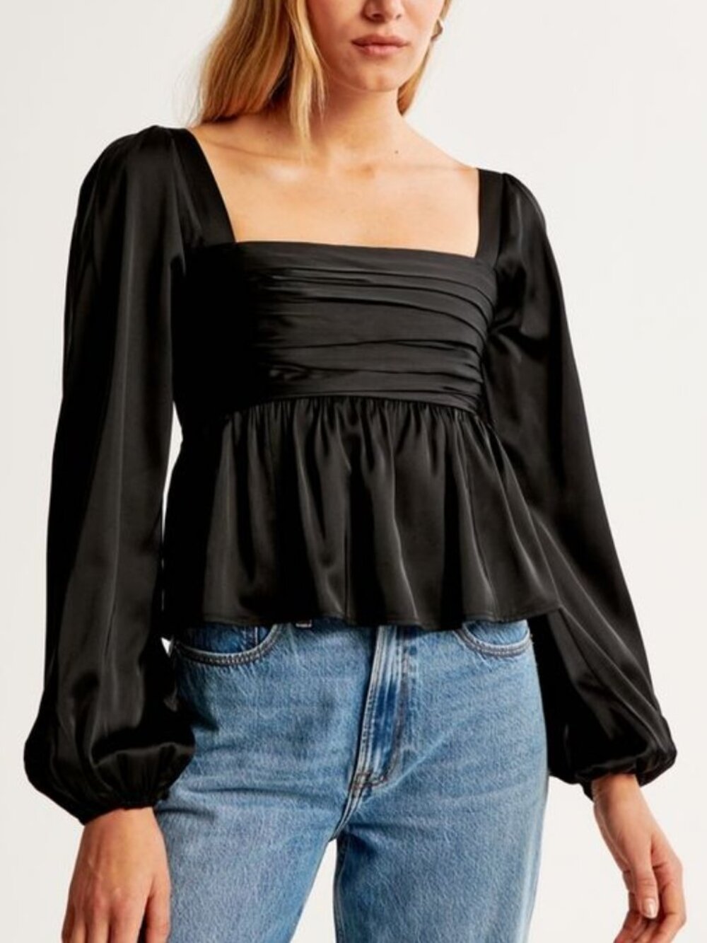 Abercrombie & Fitch Emerson Satin Long-Sleeve Top